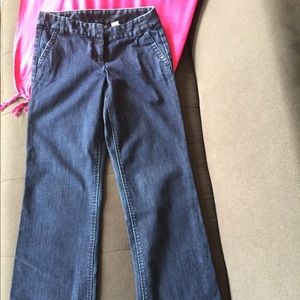 Blue dark wash trousers by J Crew.